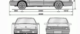 Габаритные размеры автомобиля ВАЗ-2115