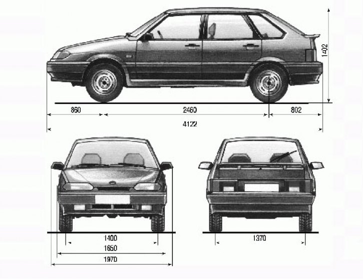 Габаритные размеры автомобиля ВАЗ-2114