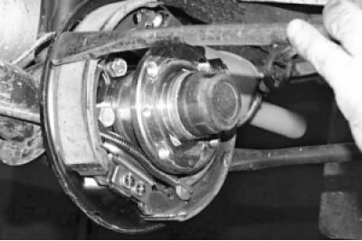 Сведите тормозные колодки двумя монтировками