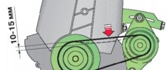 Проверка натяжения ремня привода генератора