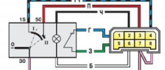 Схема соединений замка зажигания
