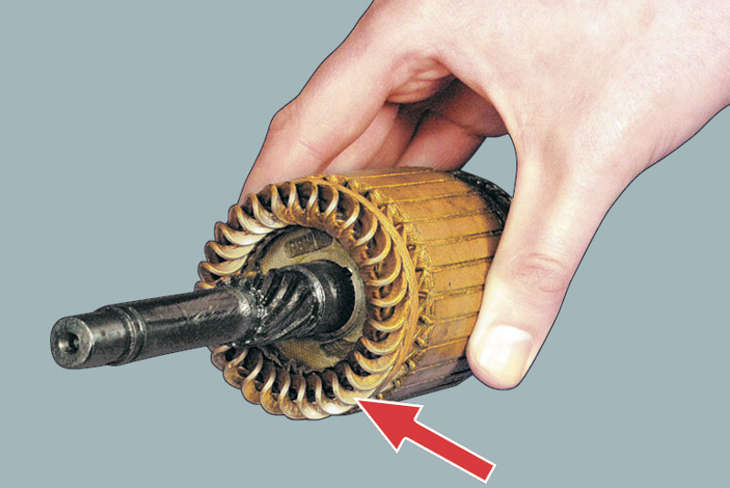 Если на валу якоря есть желтый налет