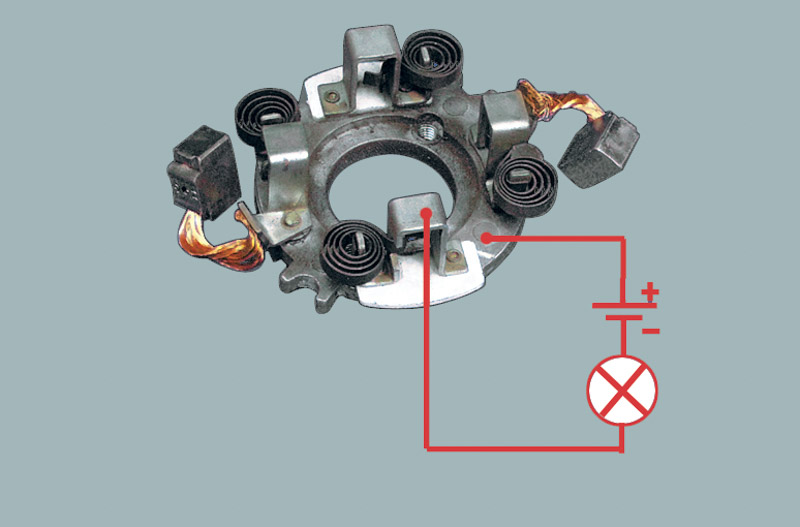 Проверьте перемещение щеток в держателях